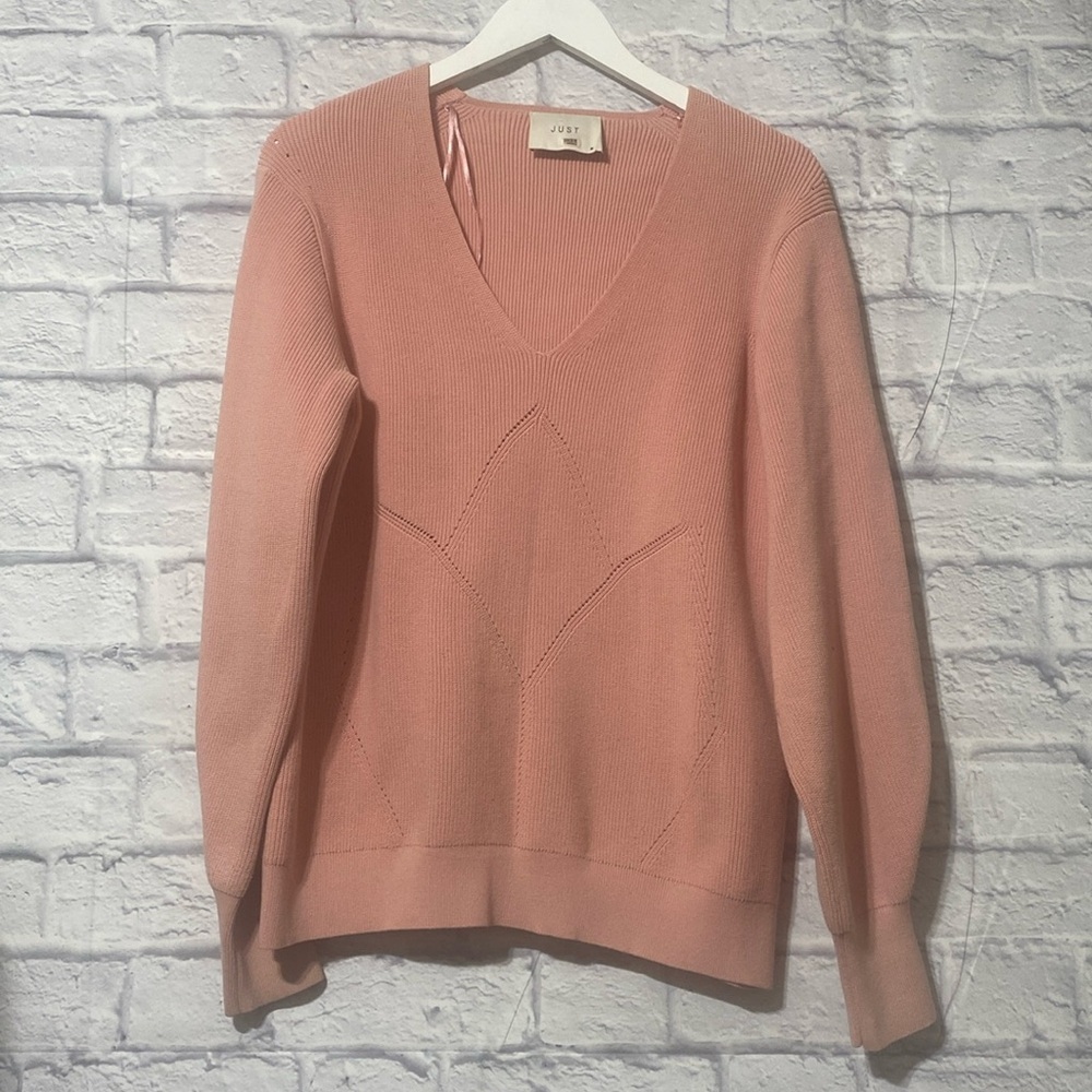 Just pink sweater long sleeve bishop style